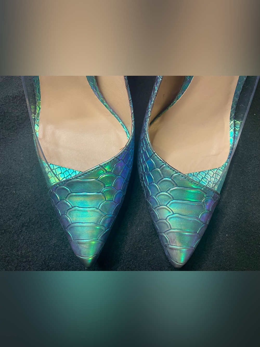 Aldo Iridescent Teal-to-Purple Mermaid Scale Pointed-Toe Heels - Picture 6 of 7